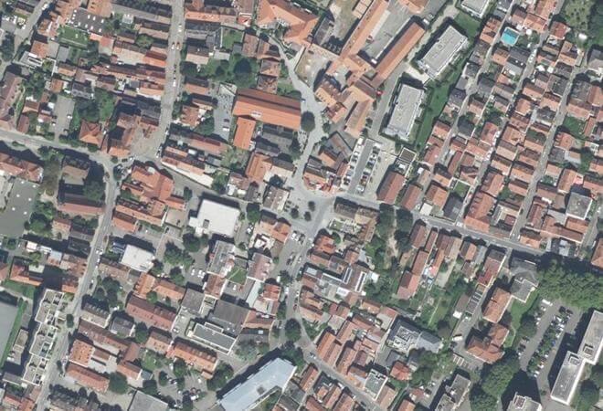 Vue aérienne AMAP du jardin d'Agnès et de la ferme Lindgrube, Schiltigheim
