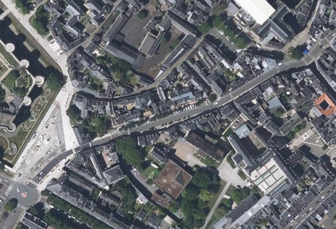 Vue aérienne Brocante rue Toussaint, Angers