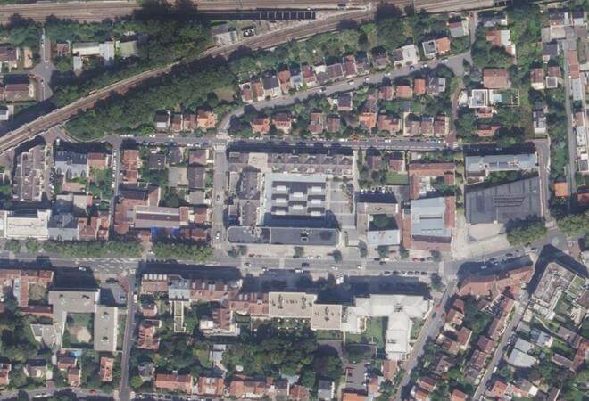 Vue aérienne Hall Leclerc, Viroflay