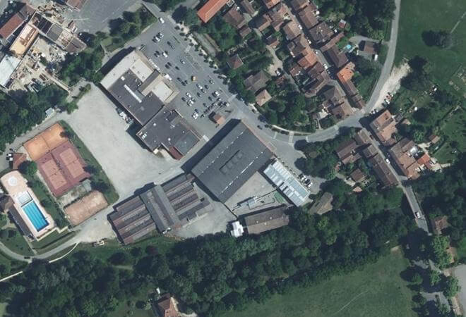 Vue aérienne Halle à la volaille, Samatan
