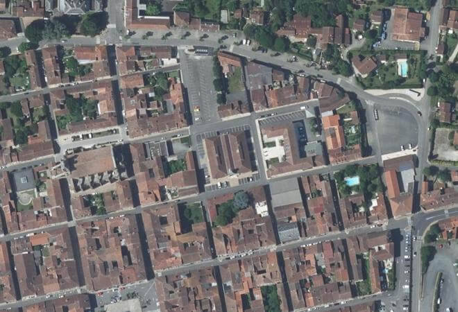 Vue aérienne Halle André Daguin, Mirande