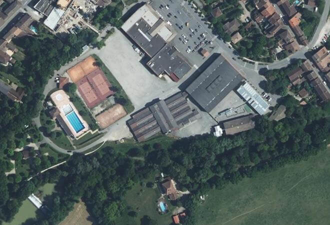 Vue aérienne Halle André-Daguin, Samatan
