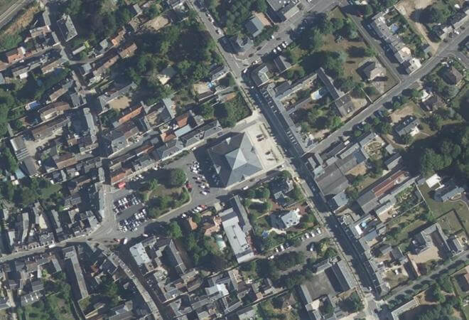 Vue aérienne Halle aux Grains, Mer