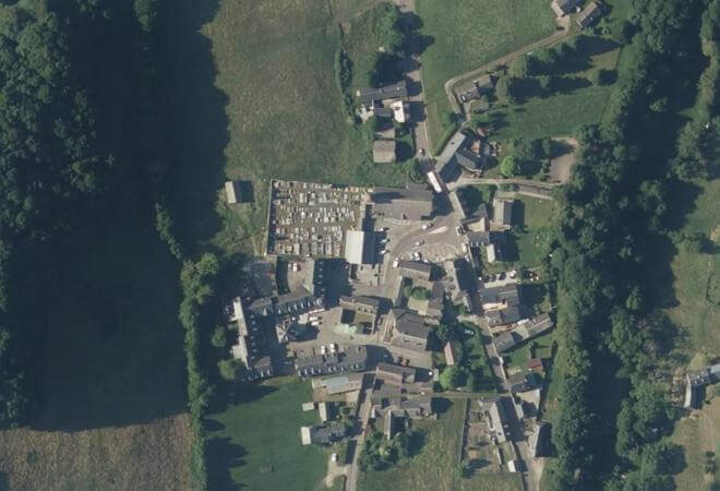 Vue aérienne Halle, Campan