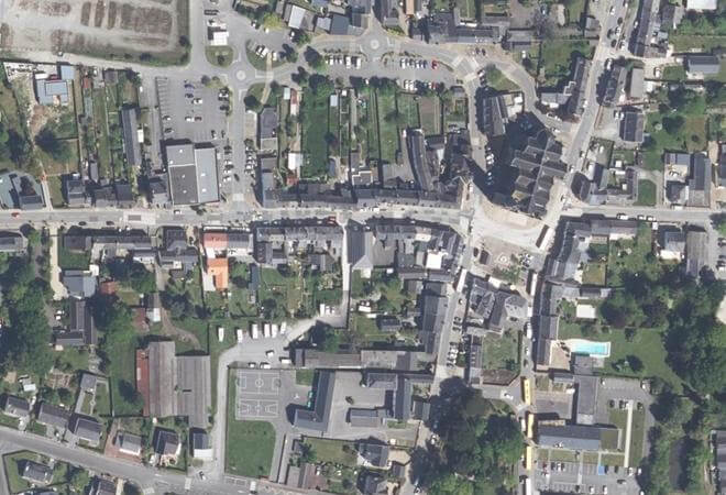 Vue aérienne Halle de marché, Missillac