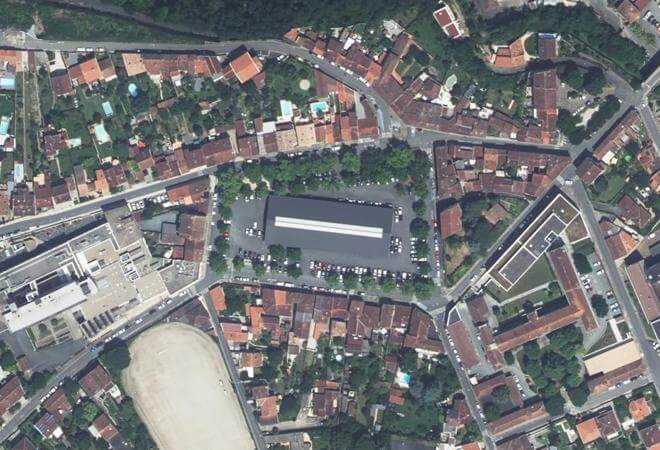 Vue aérienne Halle du Foirail du Castelviel, Albi