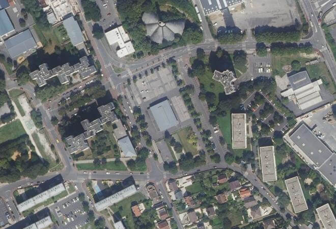 Vue aérienne Halle du Marché des Tarterêts, Corbeil-Essonnes