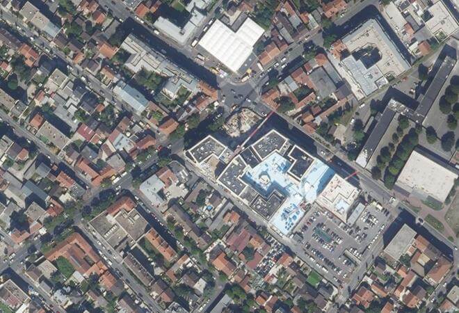 Vue aérienne Halle du Marché, Drancy