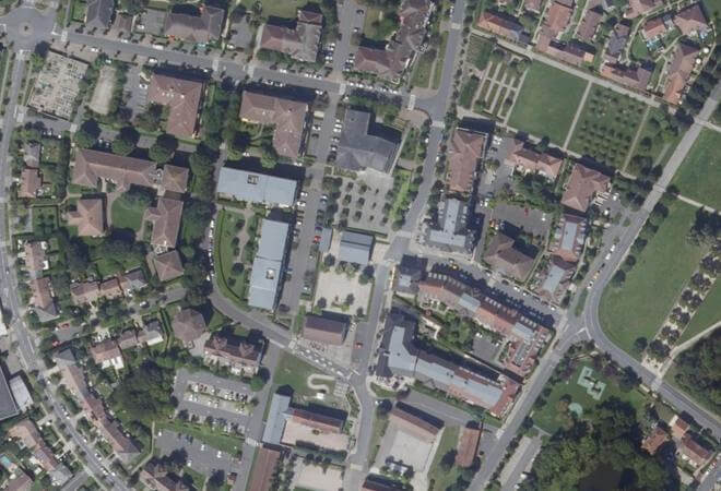Vue aérienne Halle du marché, Magny-le-Hongre