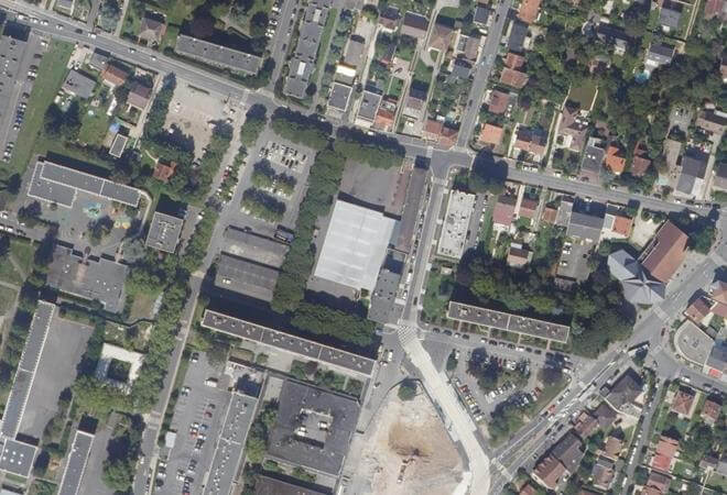 Vue aérienne Halle du marché, Ris-Orangis