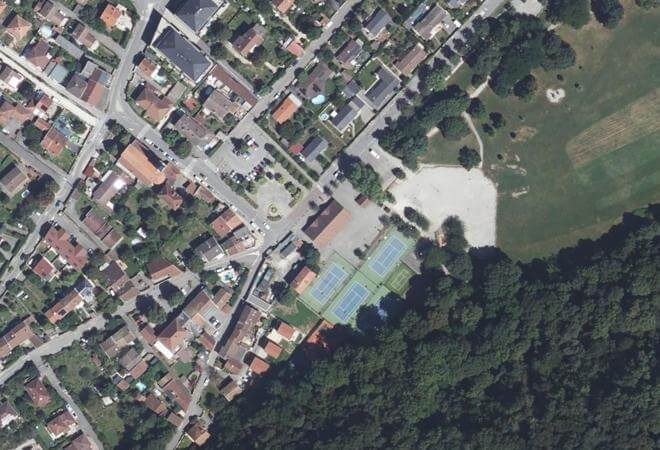 Vue aérienne Halle du Vieux-Village, Échirolles