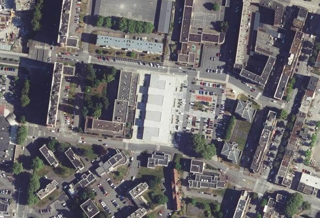 Vue aérienne Halle Gourmande Maubeuge, Maubeuge