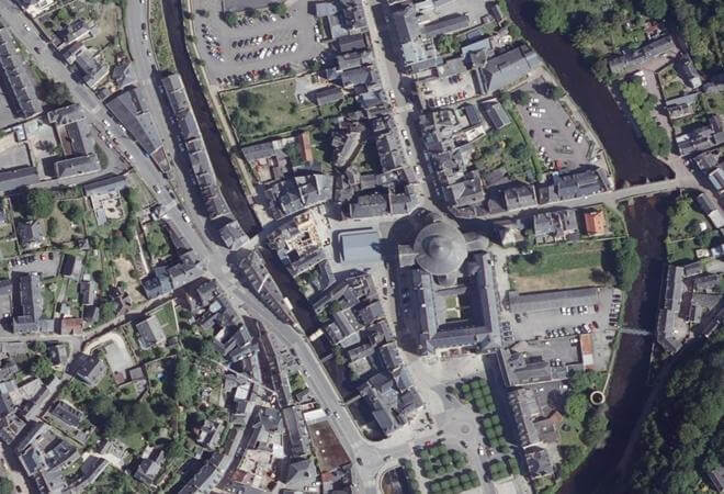 Vue aérienne Halle Hervo, Quimperlé