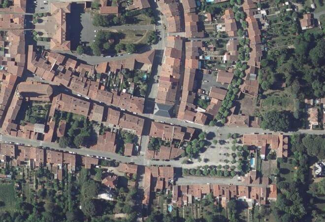 Vue aérienne Halle, Lézat-sur-Lèze