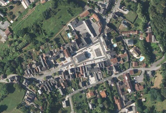 Vue aérienne Halle, Mauléon-Licharre
