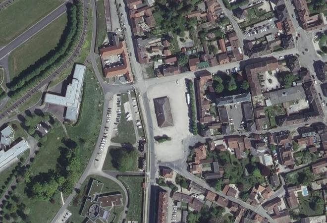 Vue aérienne Halles, Brienne-le-Château