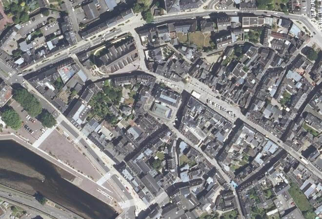 Vue aérienne Halles Centrales, Lannion