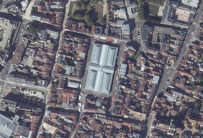 Vue aérienne Halles Centrales, Dijon