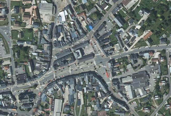 Vue aérienne Halles de Buchy, Buchy