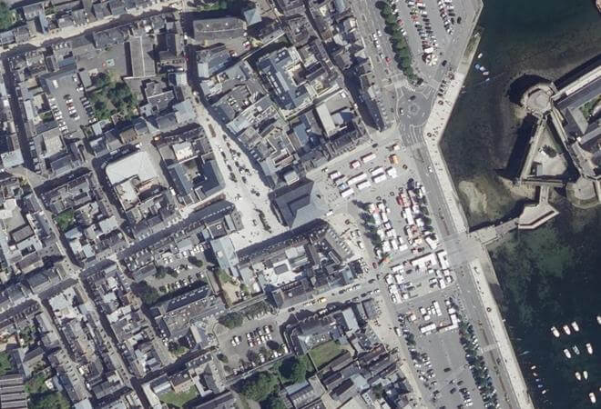 Vue aérienne Halles de Concarneau, Concarneau
