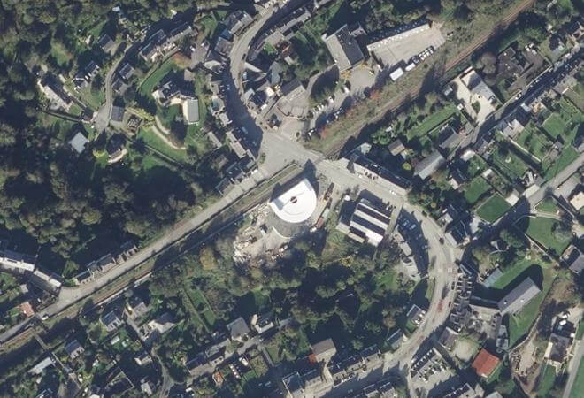 Vue aérienne Halles de la Gare, Pont-de-Buis-lès-Quimerch
