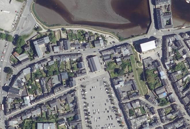 Vue aérienne Halles de Pont-l'Abbé, Pont-l'Abbé