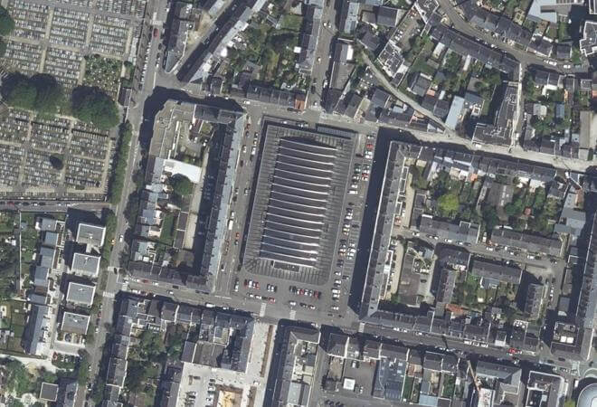 Vue aérienne Halles de Saint-Nazaire, Saint-Nazaire