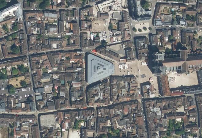 Vue aérienne Halles de Sens, Sens