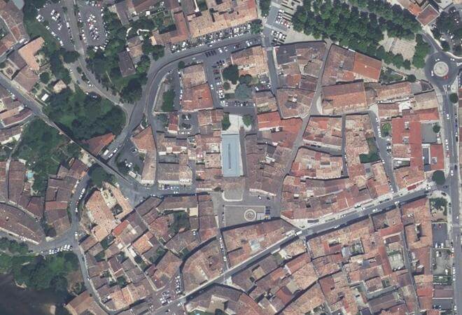 Vue aérienne Halles du Griffoul, Gaillac