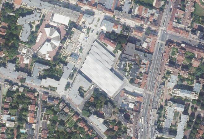 Vue aérienne Halles du Marché, Antony