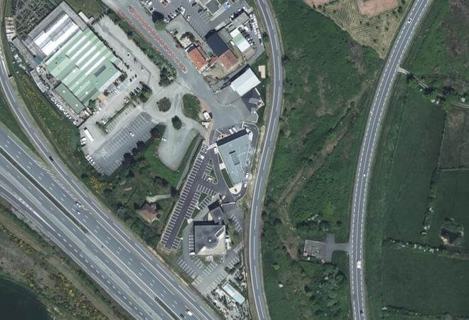Vue aérienne Halles Essentielles, La Fouillouse