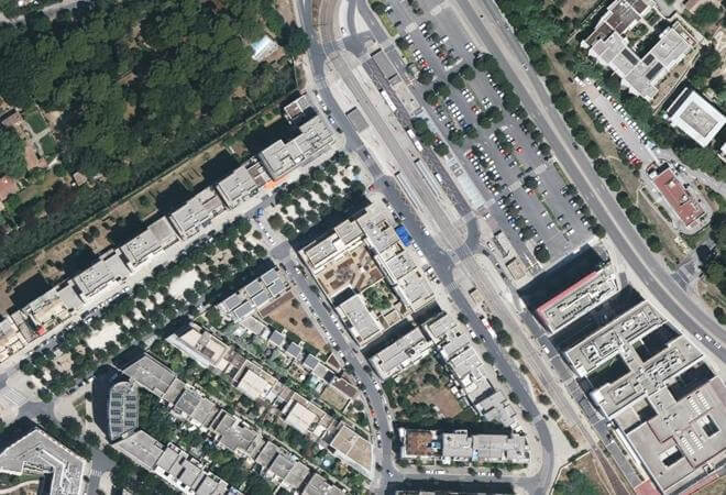 Vue aérienne Halles Plaza, Montpellier