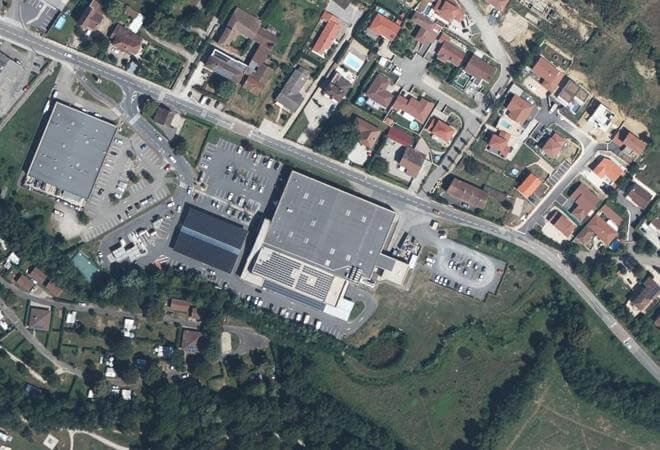 Vue aérienne intermarché, Châtillon-sur-Chalaronne