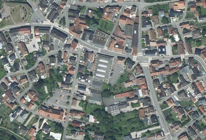Vue aérienne La Halle de Marché, Soufflenheim