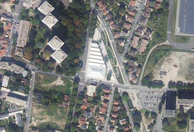 Vue aérienne La Halle de Marché, L'Haÿ-les-Roses