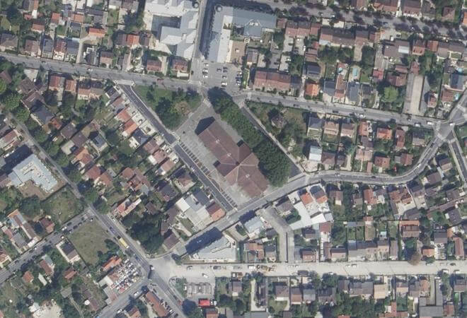 Vue aérienne Le marché des Amandiers, Gagny