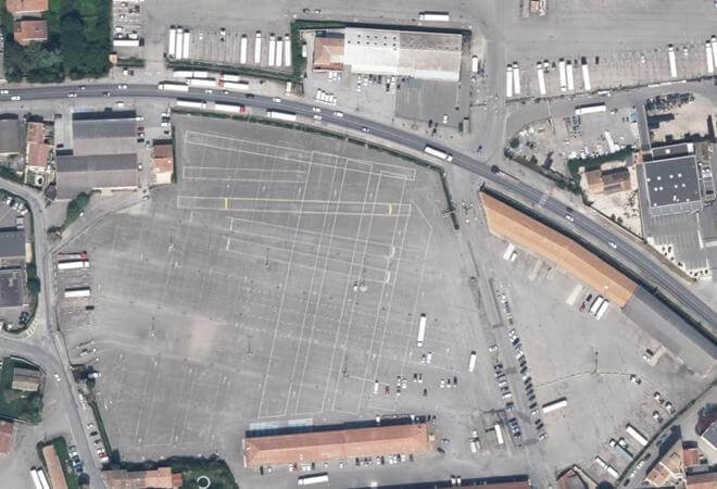 Vue aérienne Le marché des producteurs, Châteaurenard