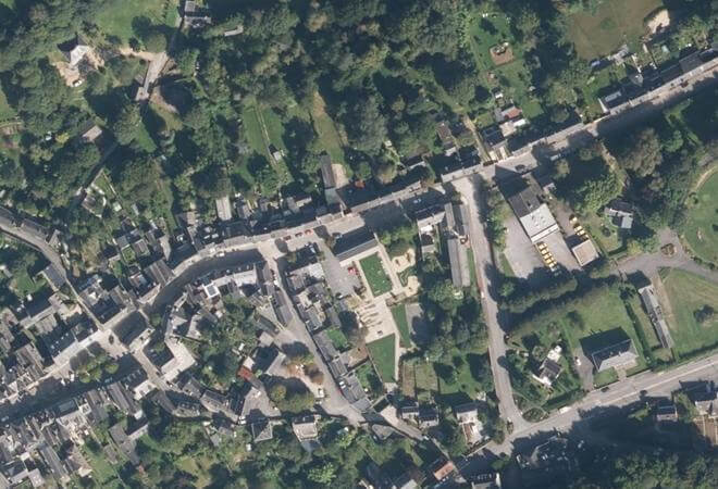 Vue aérienne Le Marché du terroir, Guémené-sur-Scorff