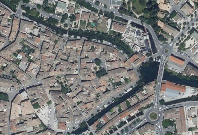 Vue aérienne Le Planet, L'Isle-sur-la-Sorgue