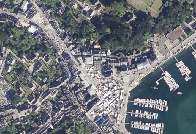 Vue aérienne Les Halles, Audierne