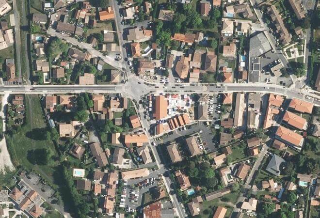 Vue aérienne Les halles de la Gaïté, Lacanau