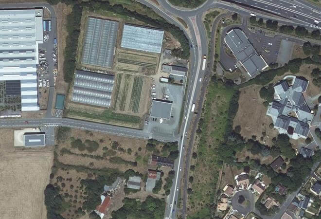 Vue aérienne Les Halles de la Gaudine, Saint-Pavace