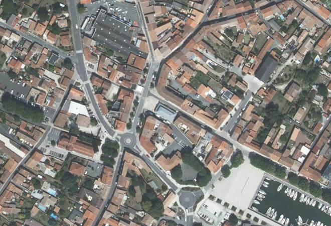 Vue aérienne Les Halles, La Tremblade