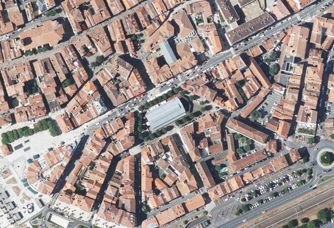 Vue aérienne Les Halles, Saint-Jean-de-Luz