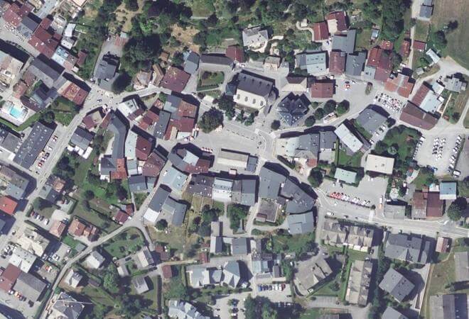 Vue aérienne Les Halles, Samoëns