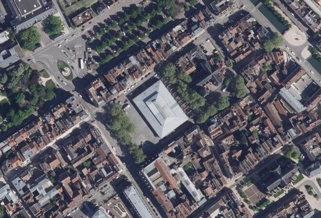 Vue aérienne Les Halles, Troyes
