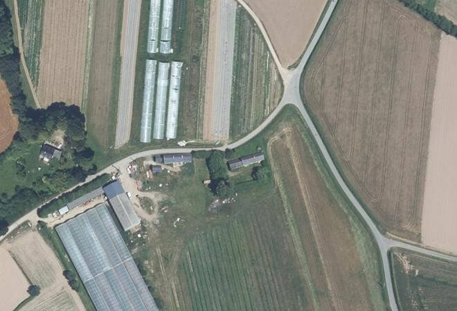 Vue aérienne Marché à la ferme, Ploëzal