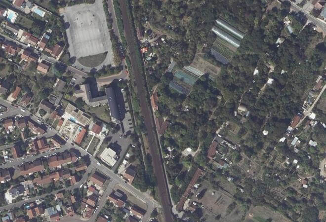 Vue aérienne Marché à prix libre des Lentillères, Dijon