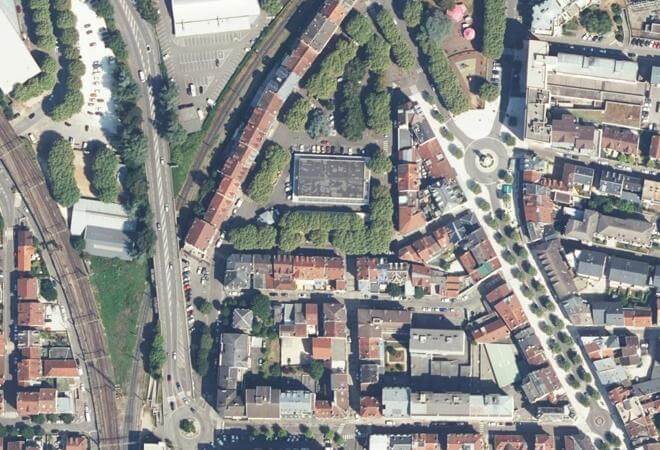 Vue aérienne Marché, Aix-les-Bains
