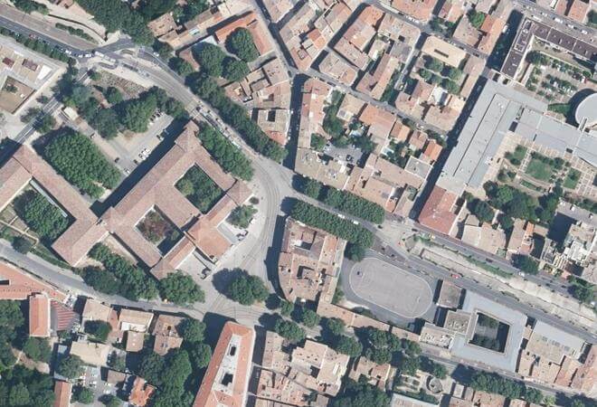 Vue aérienne Marché Albert 1er, Montpellier